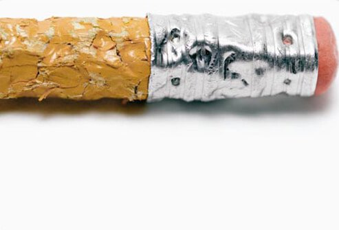 The end of a chewed wooden pencil.