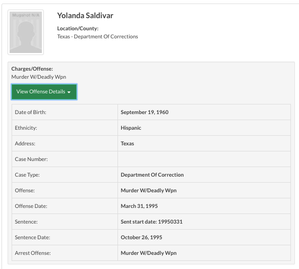 yolanda saldivar criminal record