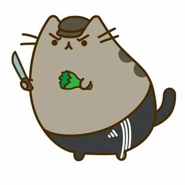 Image result for pusheen with a knife
